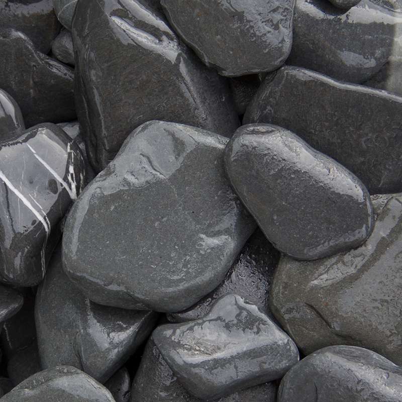 Flat Pebbles zwart 30 - 60mm (nat)