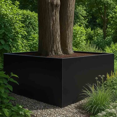 Multi-Edge FLORA Plantenbak Zwart 120x120x40cm aangelegd
