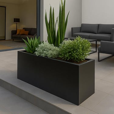 Multi-Edge FLORA Plantenbak Zwart 120x40x40cm aangelegd